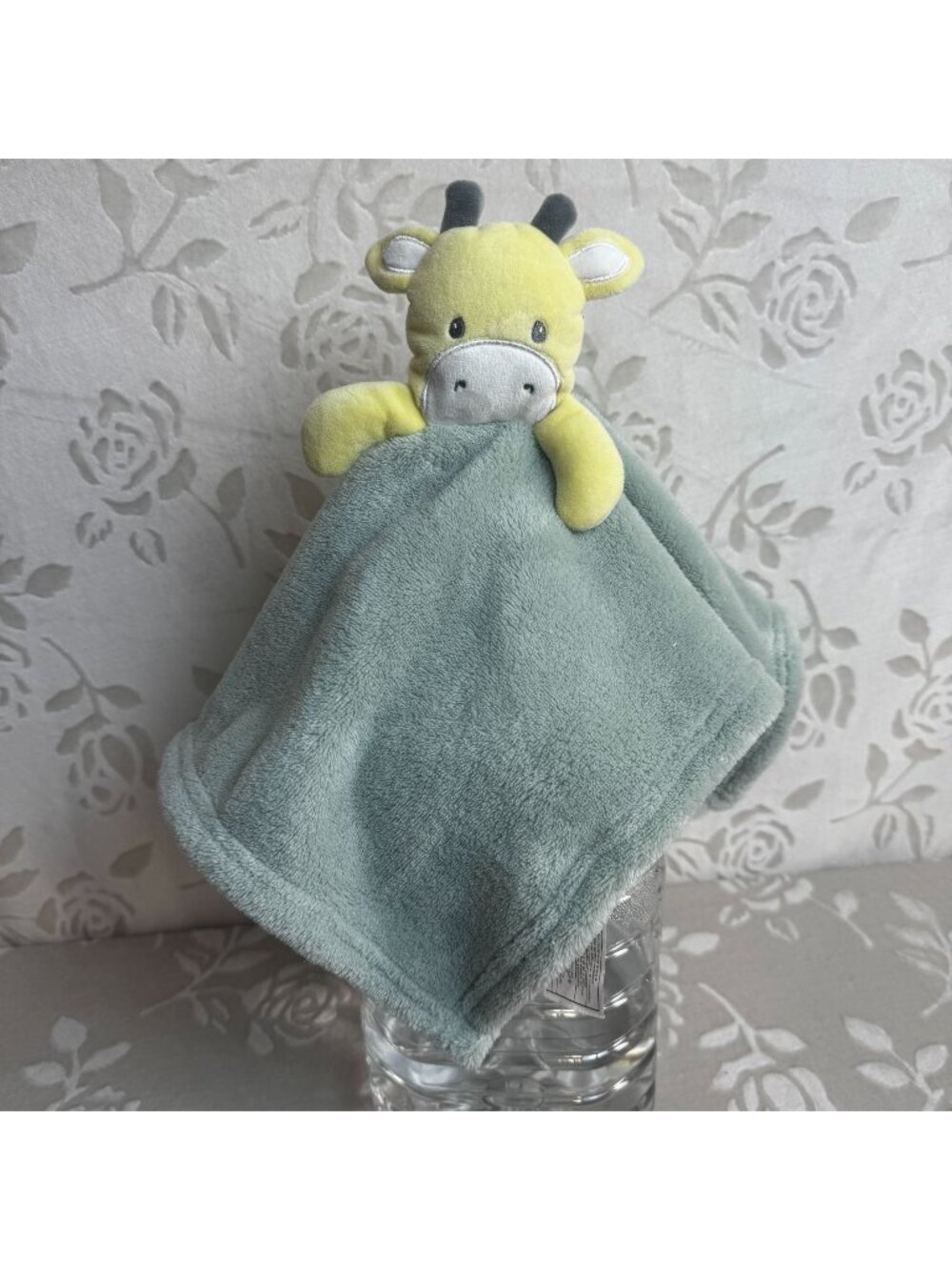 Kyle & Deena Plush Giraffe Baby Lovey Blanket - Soft Green & Yellow security